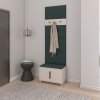 Předsíňová stěna Bianco 6 U/6 tmavě zelené panely s moderním botníkem