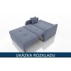 Rozložená pohovka Pola 2 modrá s lůžkovou úpravou