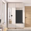 Předsíňová stěna Rayo 2 se zrcadlem na nožkách, černé čalounění