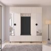 Předsíňová stěna Rayo 3 – černé čalounění s kontrastem světlého korpusu