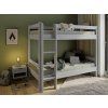 Šedé dřevěné patrové lůžko