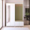 Elegantní předsíňová stěna - zelené čalouněné panely