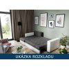 Rohová rozkládací sedací souprava s úložným prostorem Newark rozklad