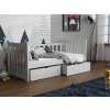 Bílá dětská postel s úložným prostorem z masivu borovice se zábranou Atreus