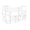 Technický nákres rozměrů dětské patrové postele Bart
