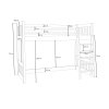 Technický nákres s rozměry postele horní spaní Alvin