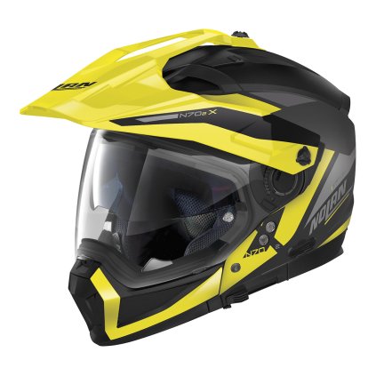Moto helma Nolan N70-2 X Stunner N-Com Flat Black 51 (Barva Žlutá, Velikost 2XL)