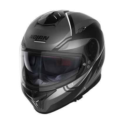 Moto helma Nolan N80-8 Astute N-com Flat Lava GREY 23 (Barva Šedá, Velikost 2XL)
