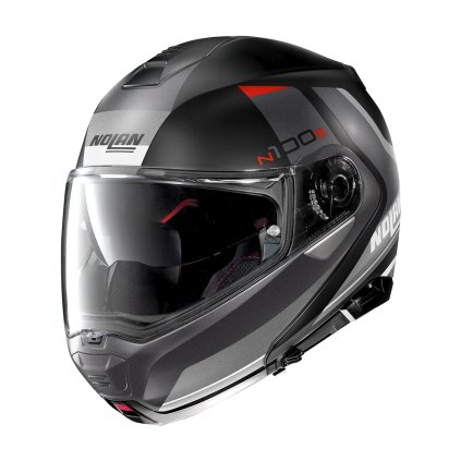 Moto helma Nolan N100-5 Hilltop N-Com Flat Black 47 (Barva Černá, Velikost M)