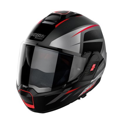Moto helma Nolan N120-1 Nightlife N-com Flat Lava Grey 25 (Barva Šedá, Velikost M)