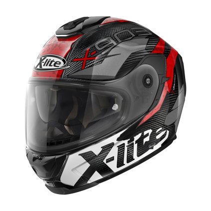 Moto helma X-Lite X-903 Ultra Carbon Barrage N-Com Carbon 53 (Barva Červená, Velikost XL)
