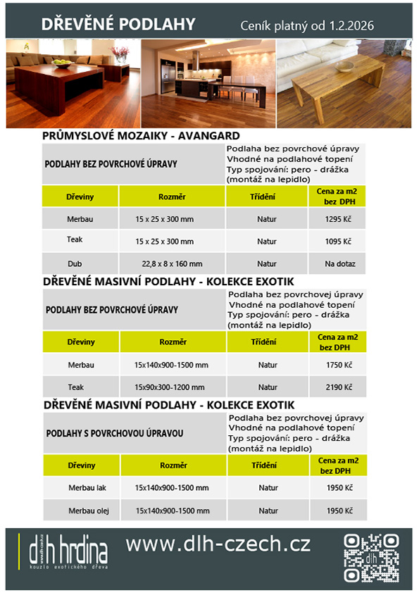 Dřevěné exotické podlahy ceník