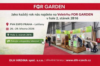 Dovolte nám pozvat vás na veletrh FOR GARDEN 2026. Jako každý rok Vám představíme výběr dřevěných teras z pečlivě...