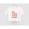 dlulu be your own hero fitness tricko crop top zeny biele