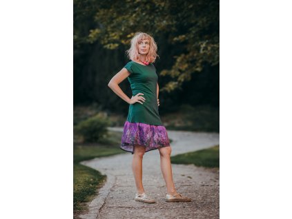 Šeříkové se smaragdem  Mia - kapsy - základní délka 95cm