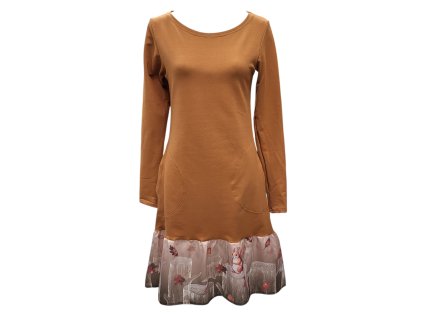 Sraz zvířátek + skořicový vršek  Mia - kapsy - základní délka 95cm