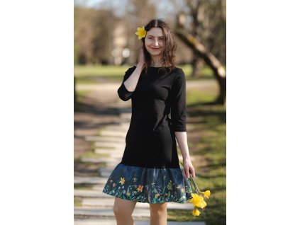 Volání jara antracit + černý vršek - Mia - 100cm