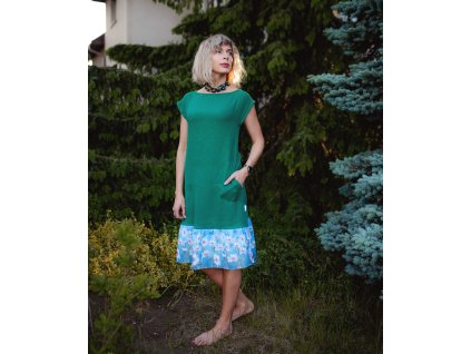 Kopretinové se zelenou  Mia - mušelín - základní délka 103cm