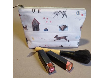 Keprová taštička - Pejsci na růžové