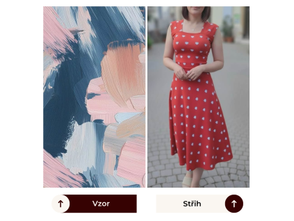 Tahy štětcem růžová a modrá - Daisy šaty - 100 cm