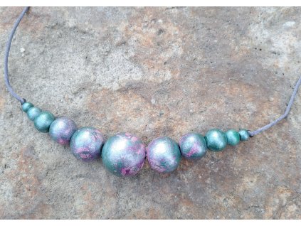 Zeleno-fialové korále s perletí