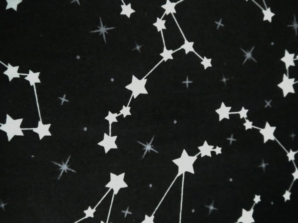 Plátno bavlněné hvězdná obloha na černém podkladu