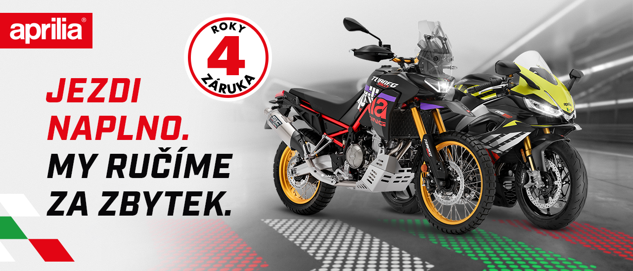 Záruka 4 roky na motocykly a skútry značky Aprilia