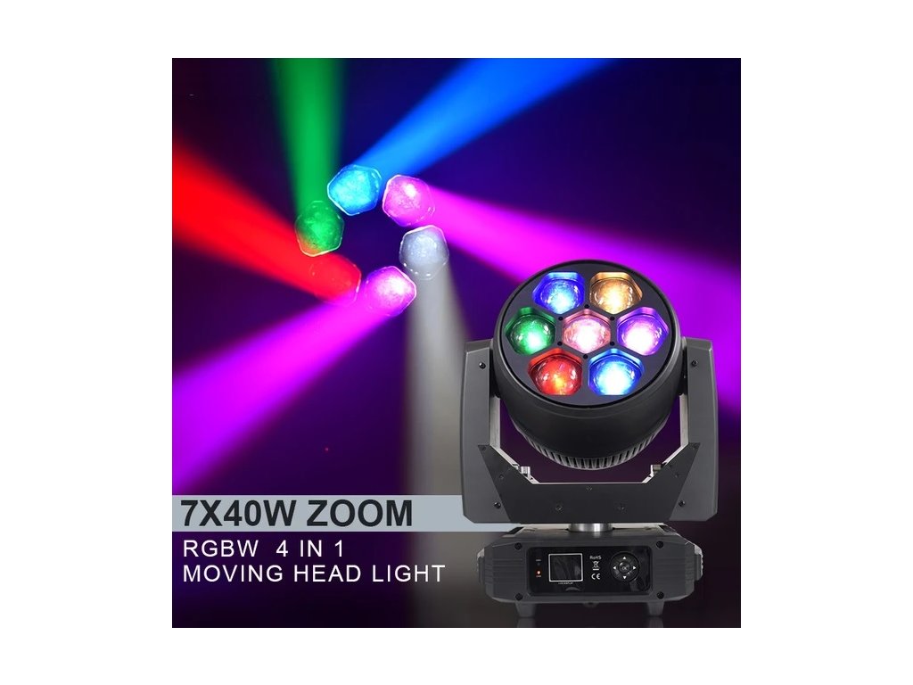 otocna LED hlava 7x40W RGBW Beam Bee Zoom 0 LED585