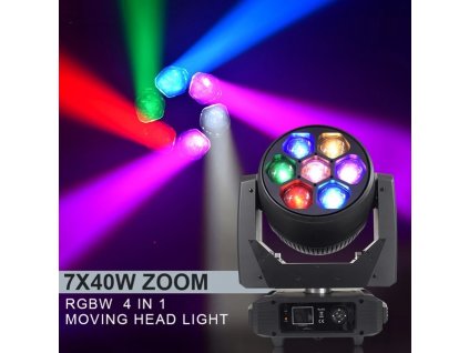 otocna LED hlava 7x40W RGBW Beam Bee Zoom 0 LED585