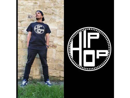 Unisex černé tričko Hip Hop Round