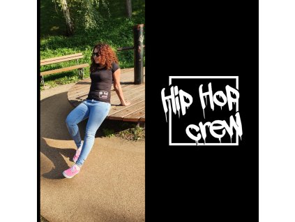 Dámské černé tričko Hip Hop Crew pink