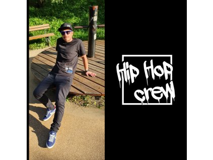 Unisex černé tričko Hip Hop Crew blue
