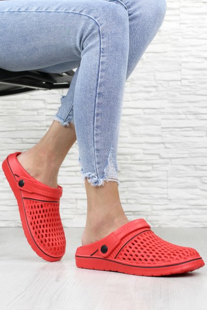 Červené gumové pantofle 18086 1R (1)