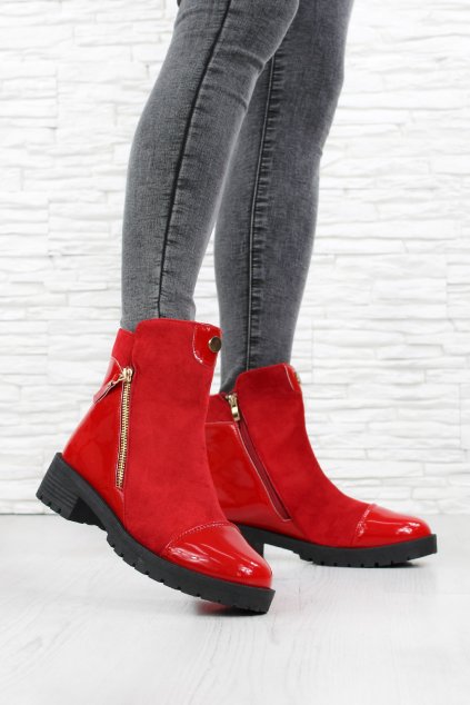 Červené kotníkové boty D2219 3R (1)
