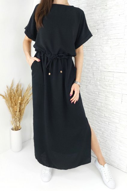 Dlouhé černé šaty 0123B (1)