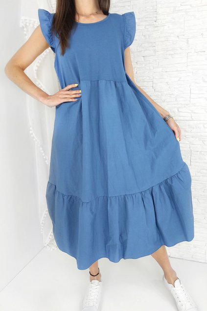 Dlouhé modré šaty LA 20193BL (1)