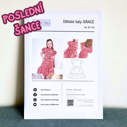 POSLEDNÍ ŠANCE | DĚTSKÉ ŠATY GRACE 92/122 - TIŠTĚNÝ STŘIH