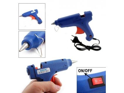 Tavná lepící pistole malá + sada 8 ks tavných tyčinek