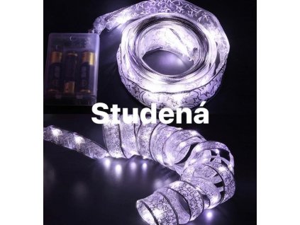 DEKORACNI VANOCNI stuha s LED svetylky -Studená Bíla