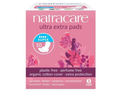 NATRACARE Menstruační vložky Ultra Extra SUPER s křidélky 10 ks