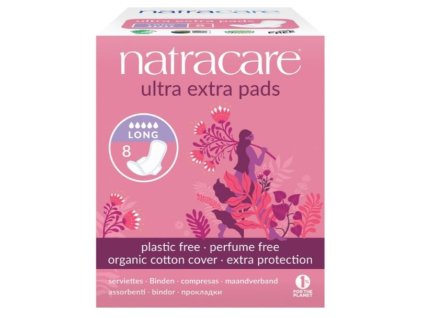 NATRACARE Menstruační vložky Ultra Extra LONG s křidélky 8 ks