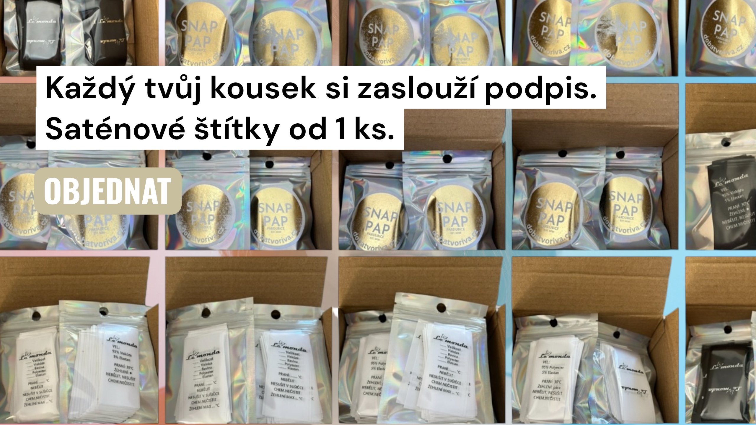 Saténové štítky do švu od jednoho kusu