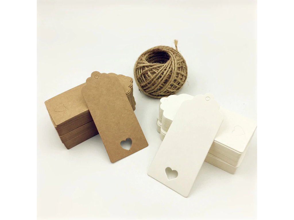 0 main 100pcs white brown hollow heart paper hang tags diy scallop label wedding gift decorating tag luggage note 15m rope 94cm