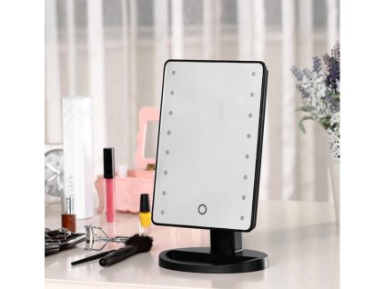 Kosmetické zrcátko s 16 LED diodami - bílé, černé