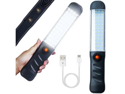 kj7upol pl Mocna latarka warsztatowa lampa 48 led cob usb hak magnes akumulatorowa 4920 1