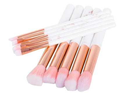 Sada 10 kosmetických štětců na make-up - vzor mramor