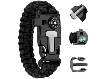 pol pl Bransoletka survival opaska 5w1 kompas krzesiwo linka ostrze linka paracord 5228 1