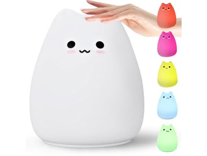 eng pl Led night light for kids rgb cat touch silicone 3453 1