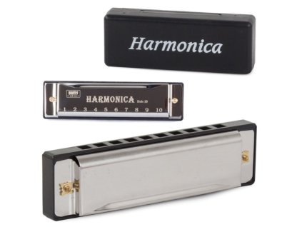 pol pm Harmonijka ustna metalowa c dur etui 10 kanalow 2156 8