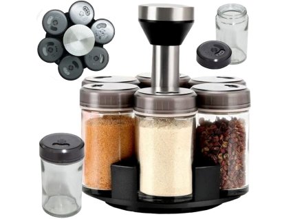 pol pl Organizer na przyprawy obrotowy pojemniki szklane 6 sztuk przyprawnik sol 5026 1